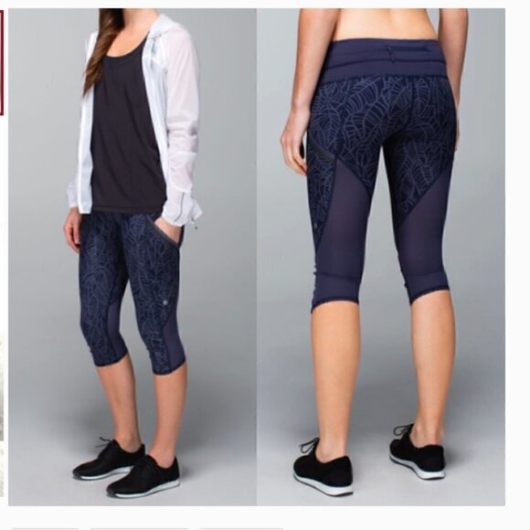 Lululemon Run A Marathon Crop II - Pretty Palm Purple ~ Size 4 - Picture 1 of 9